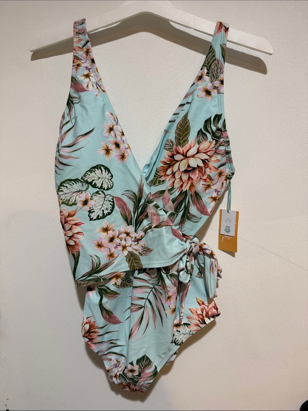 Kona Sol Floral Wrap One-Piece Swimsuit